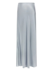 Asymmetric skirt in aqua satin