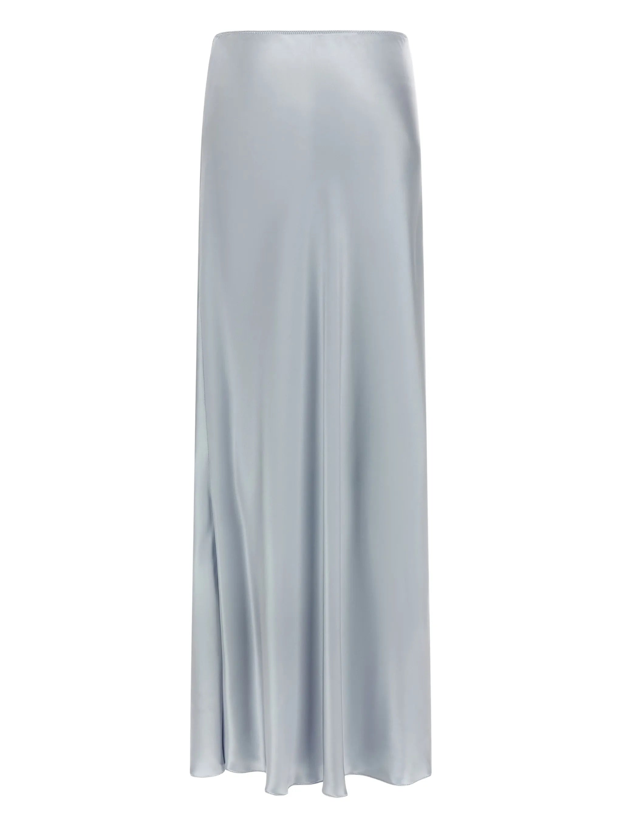 Asymmetric skirt in aqua satin