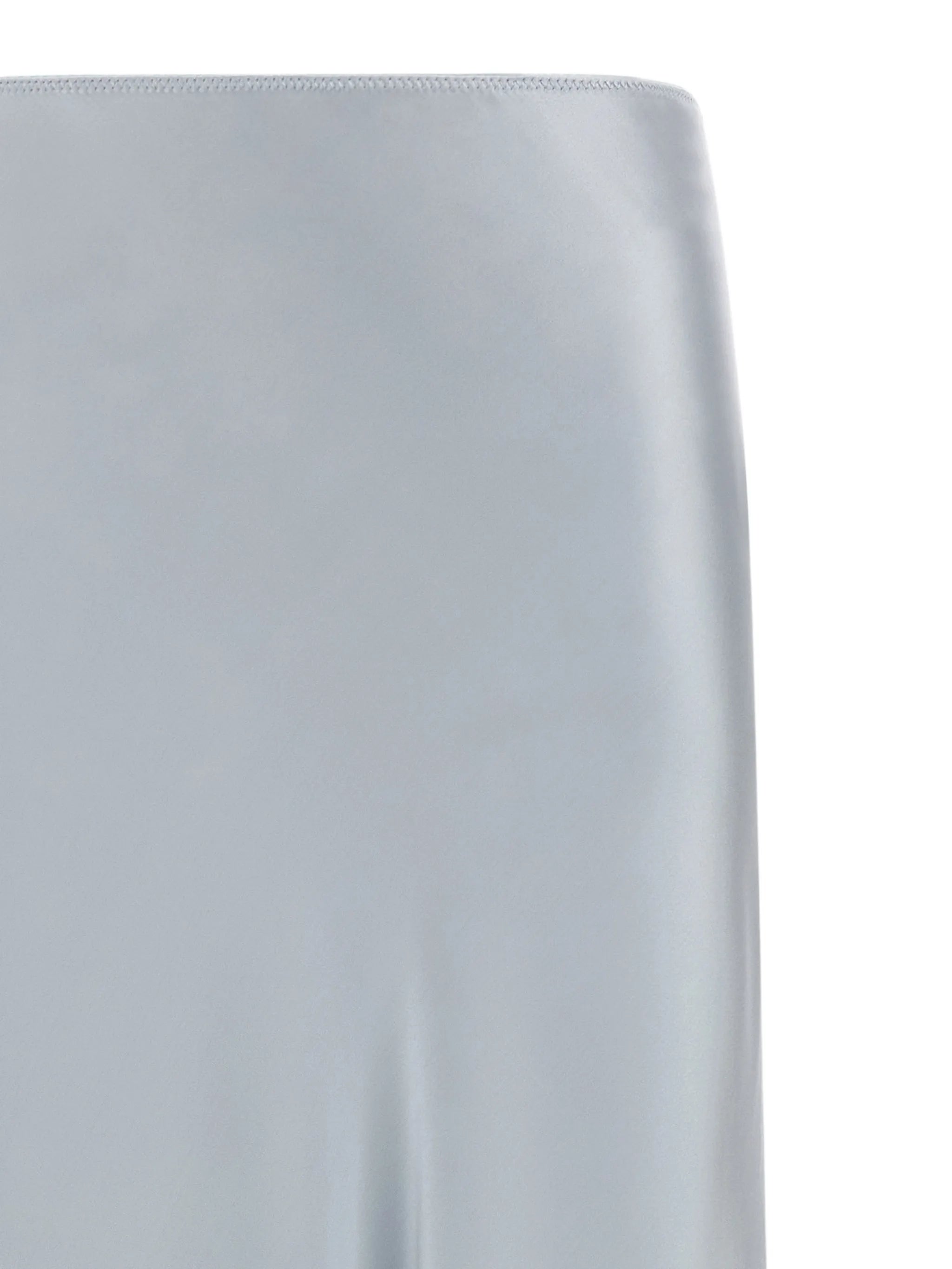 Asymmetric skirt in aqua satin