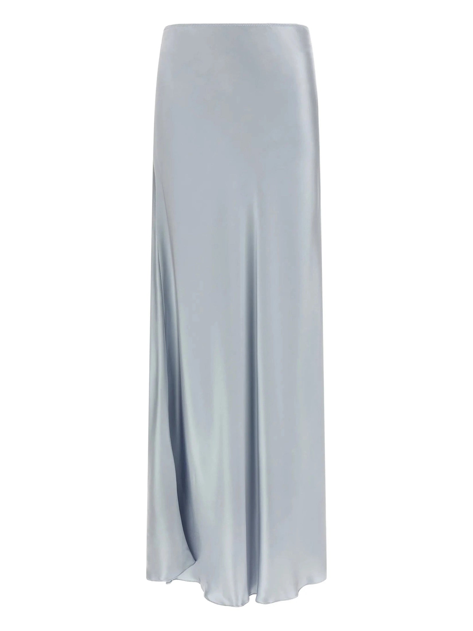 Asymmetric skirt in aqua satin