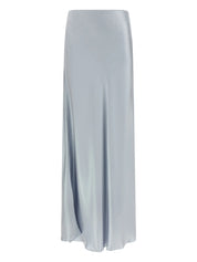 Asymmetric skirt in aqua satin