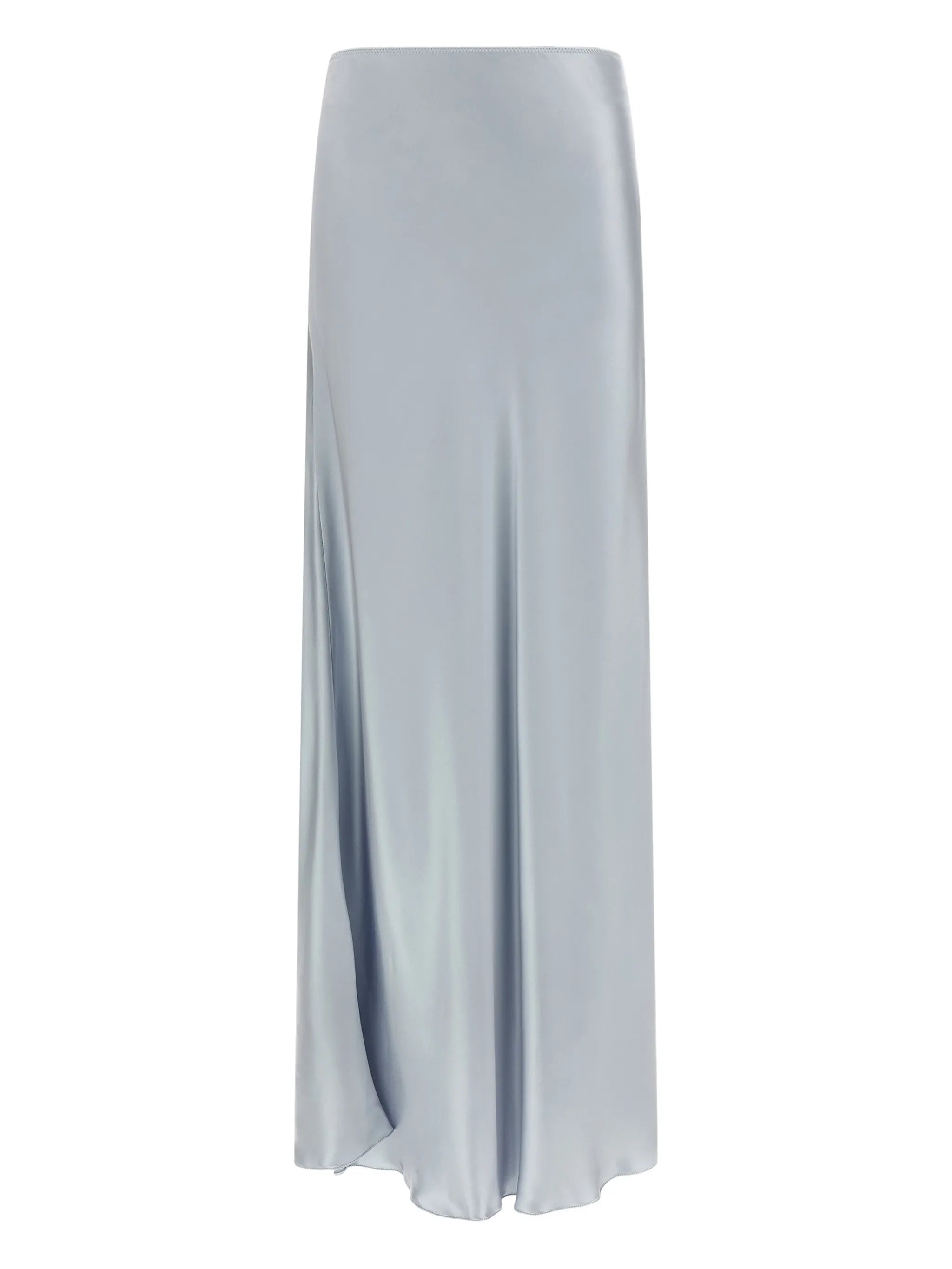 Asymmetric skirt in aqua satin