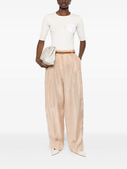 Peachskin fluid pleated trousers