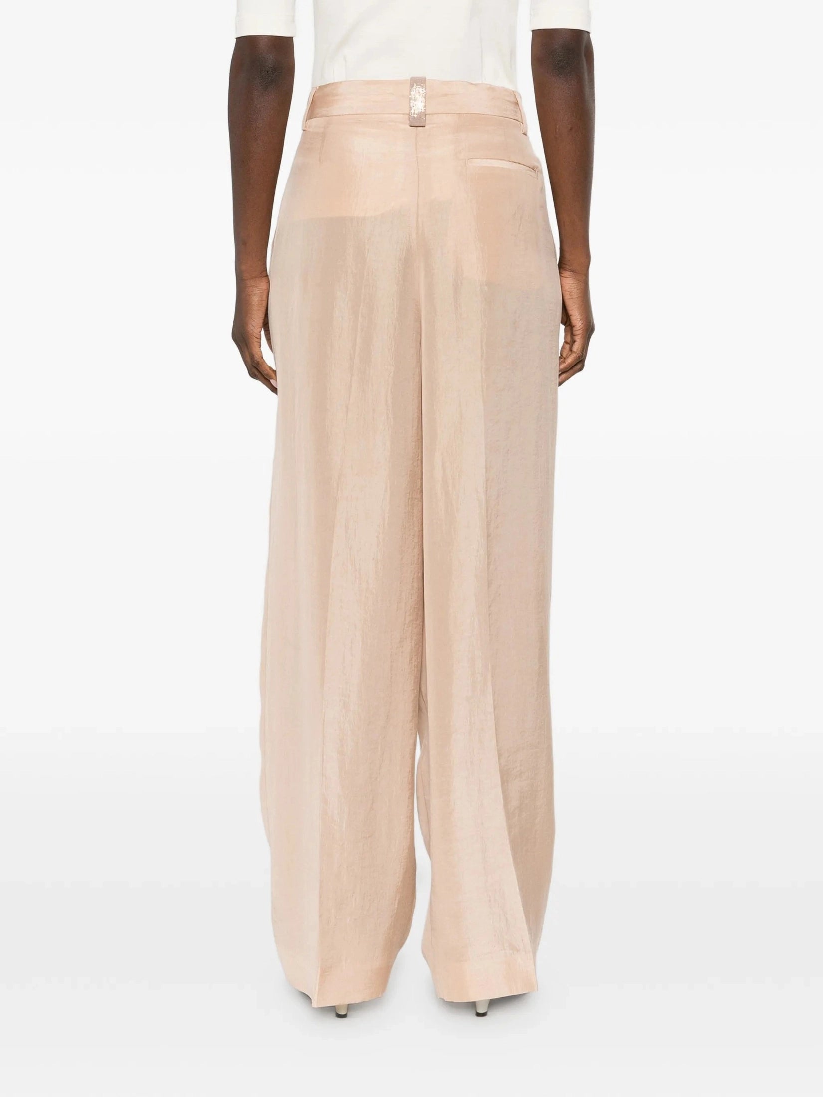 Peachskin fluid pleated trousers