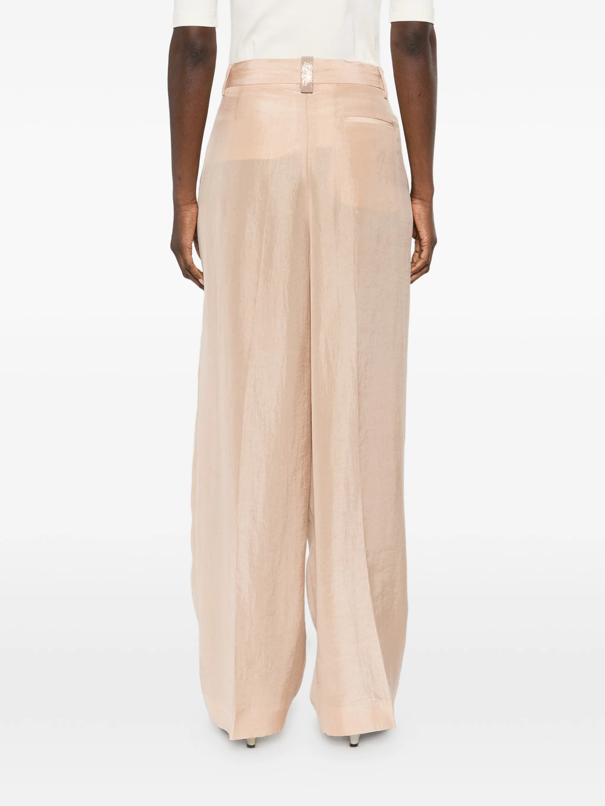 Peachskin fluid pleated trousers