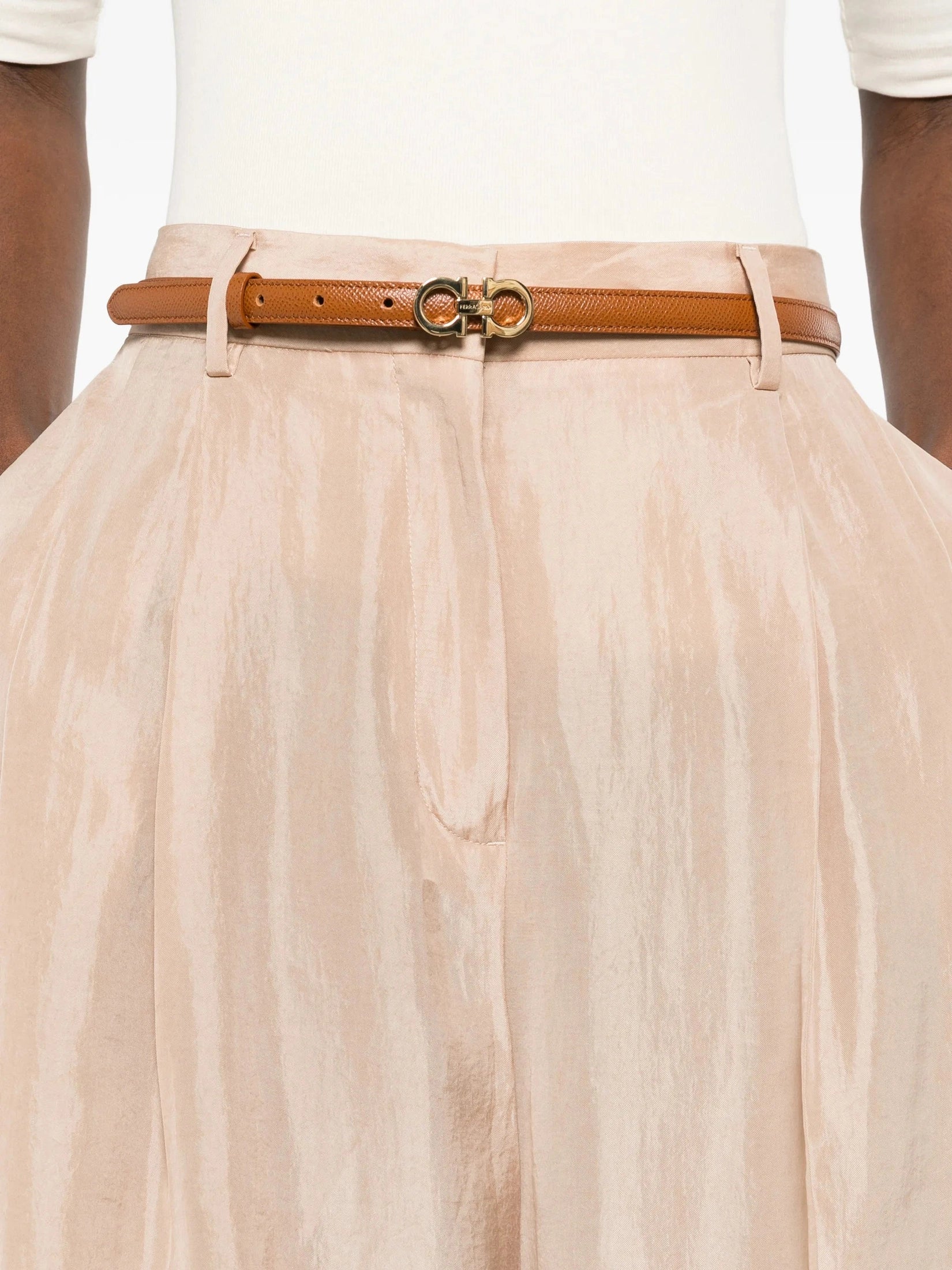 Peachskin fluid pleated trousers