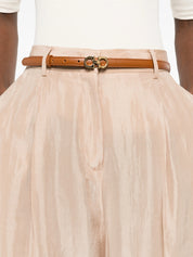 Peachskin fluid pleated trousers
