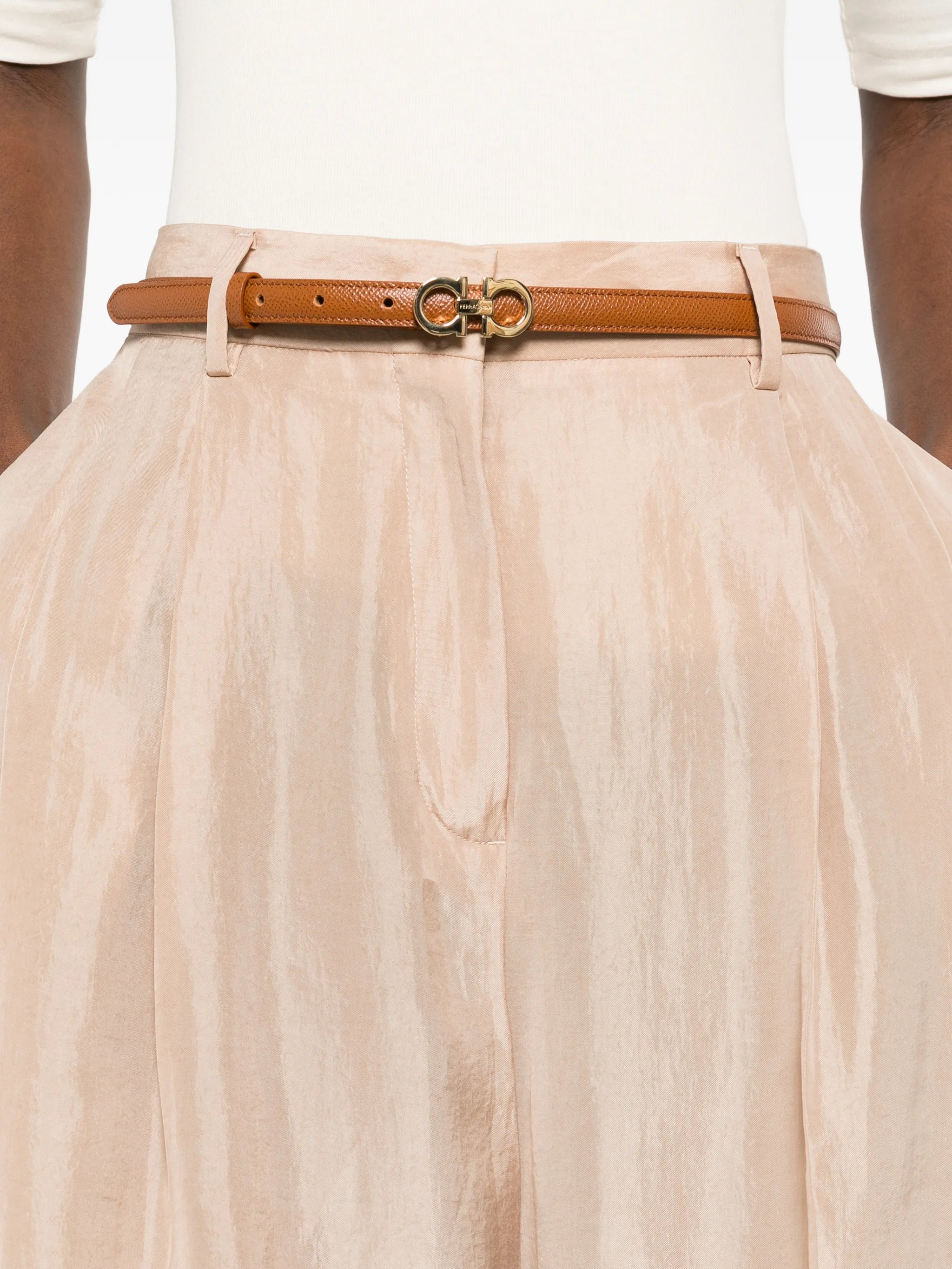 Peachskin fluid pleated trousers