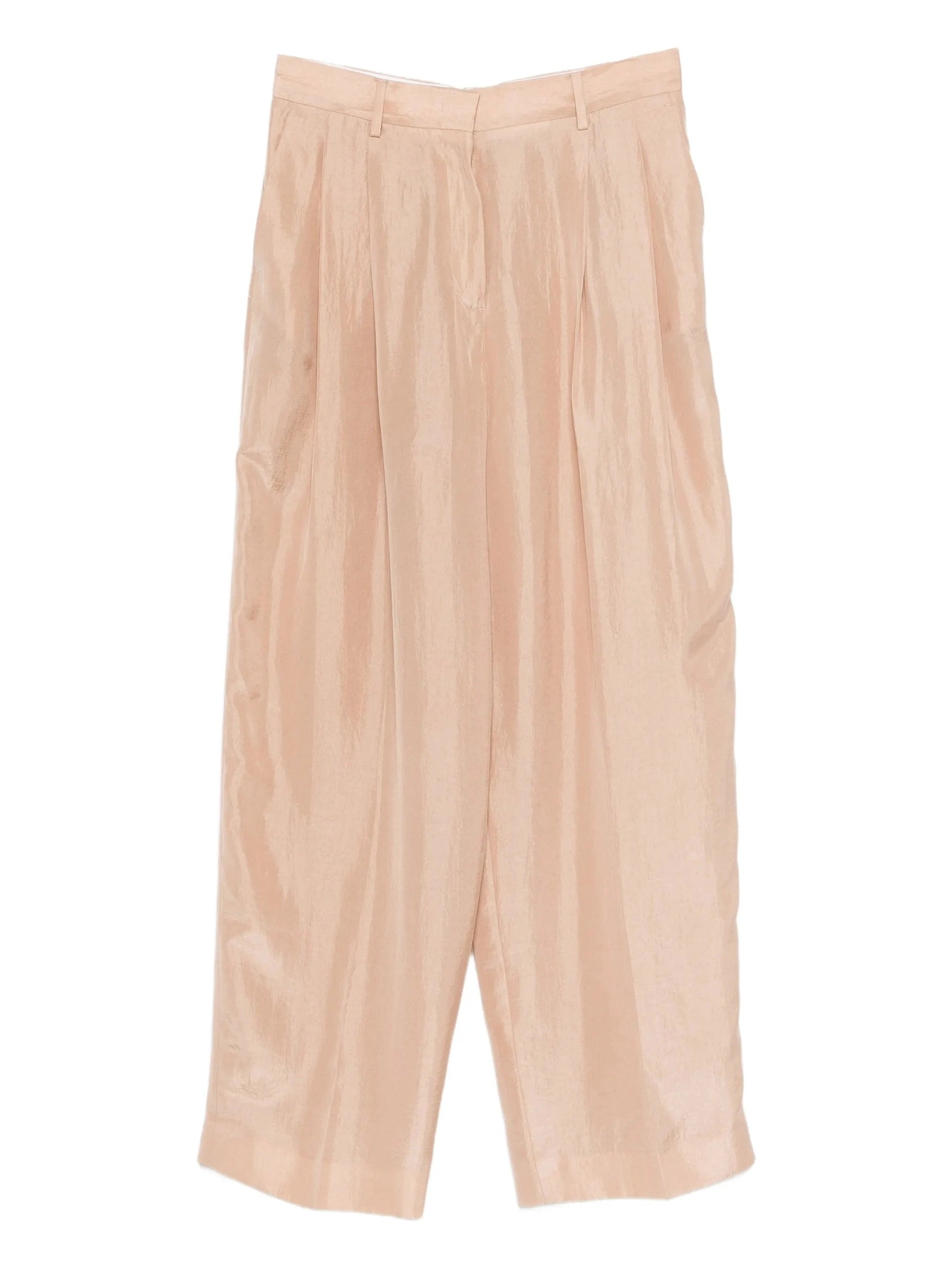 Peachskin fluid pleated trousers