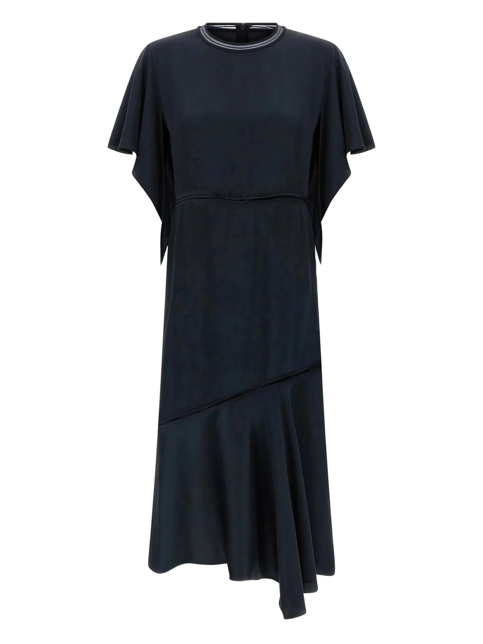 Shiny enver satin midi dress with flared sleeve