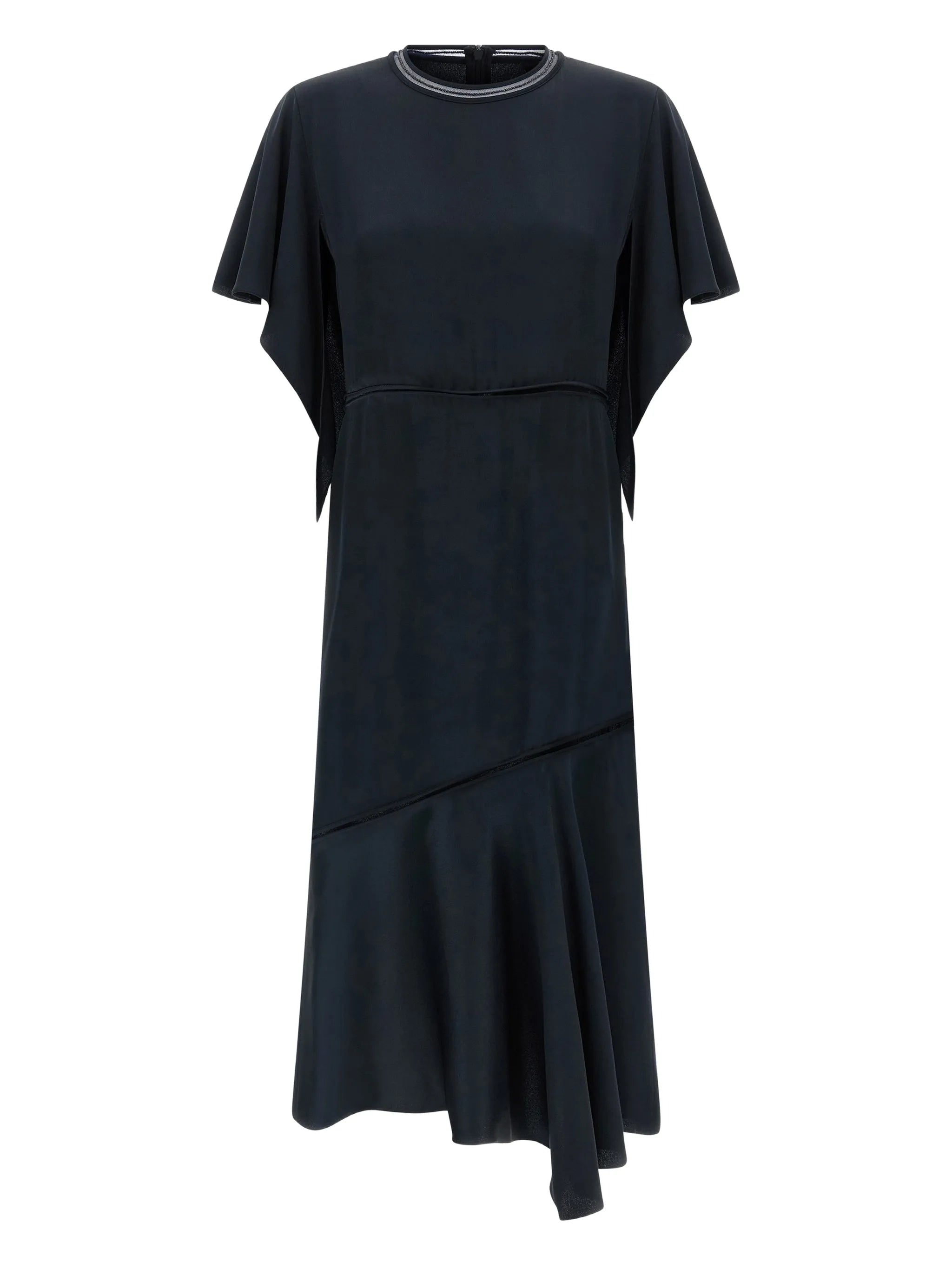 Shiny enver satin midi dress with flared sleeve