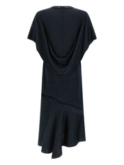 Shiny enver satin midi dress with flared sleeve