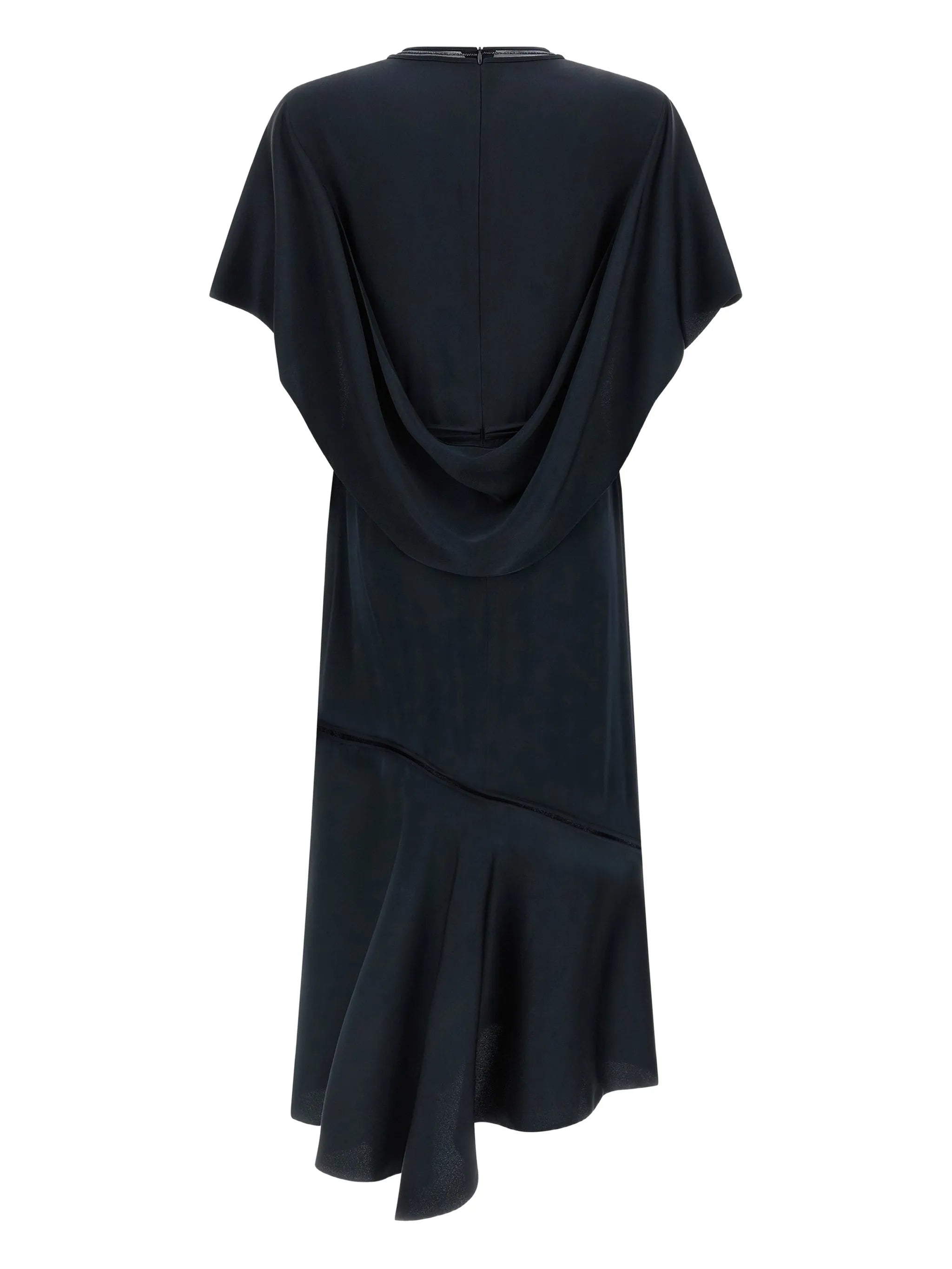 Shiny enver satin midi dress with flared sleeve