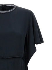 Shiny enver satin midi dress with flared sleeve