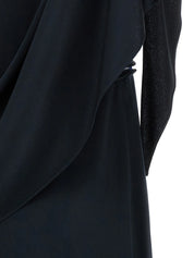 Shiny enver satin midi dress with flared sleeve