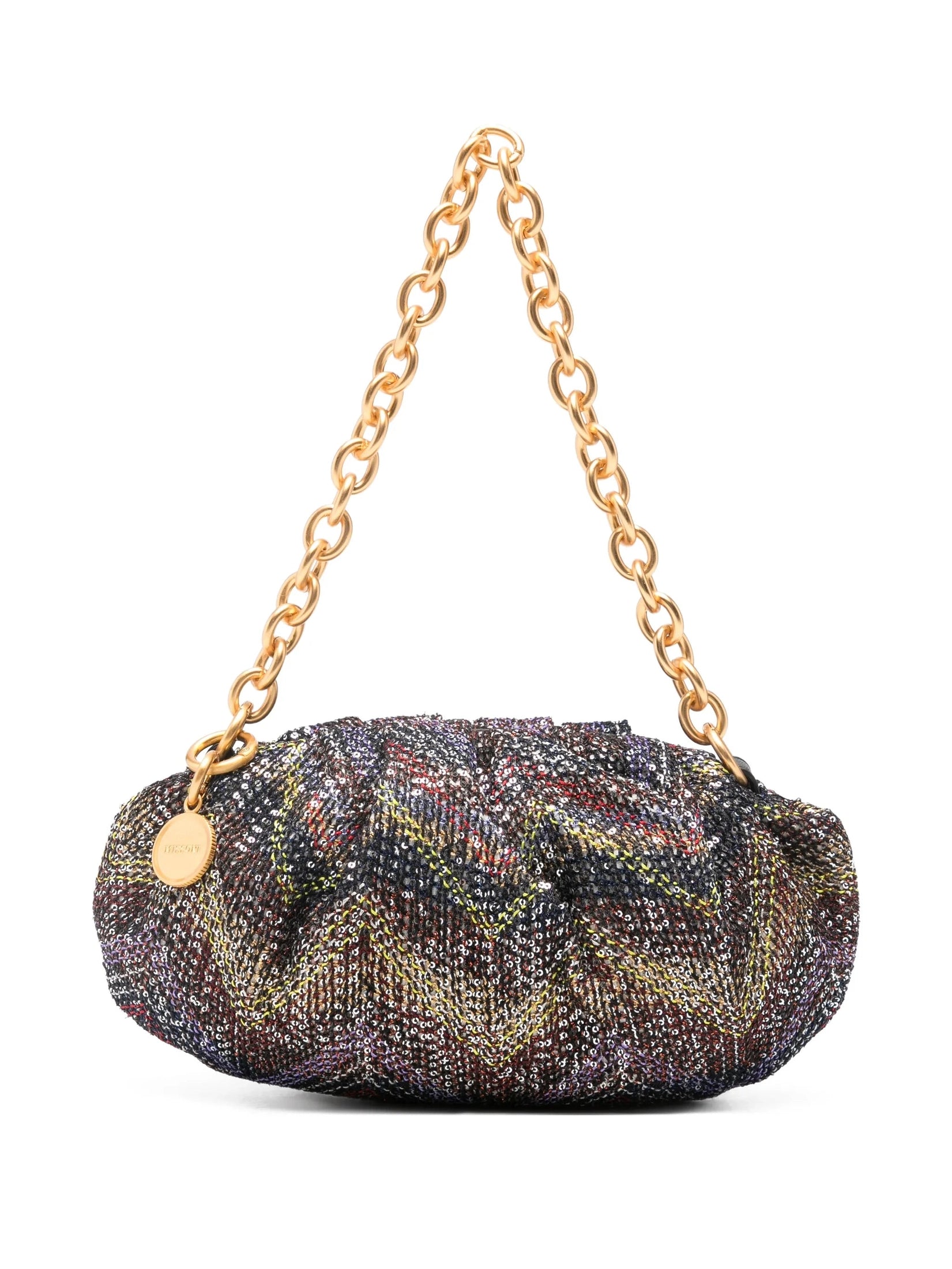 Zigzag-Pattern Shoulder Bag Pouch (Small Caperdoni Sequins)