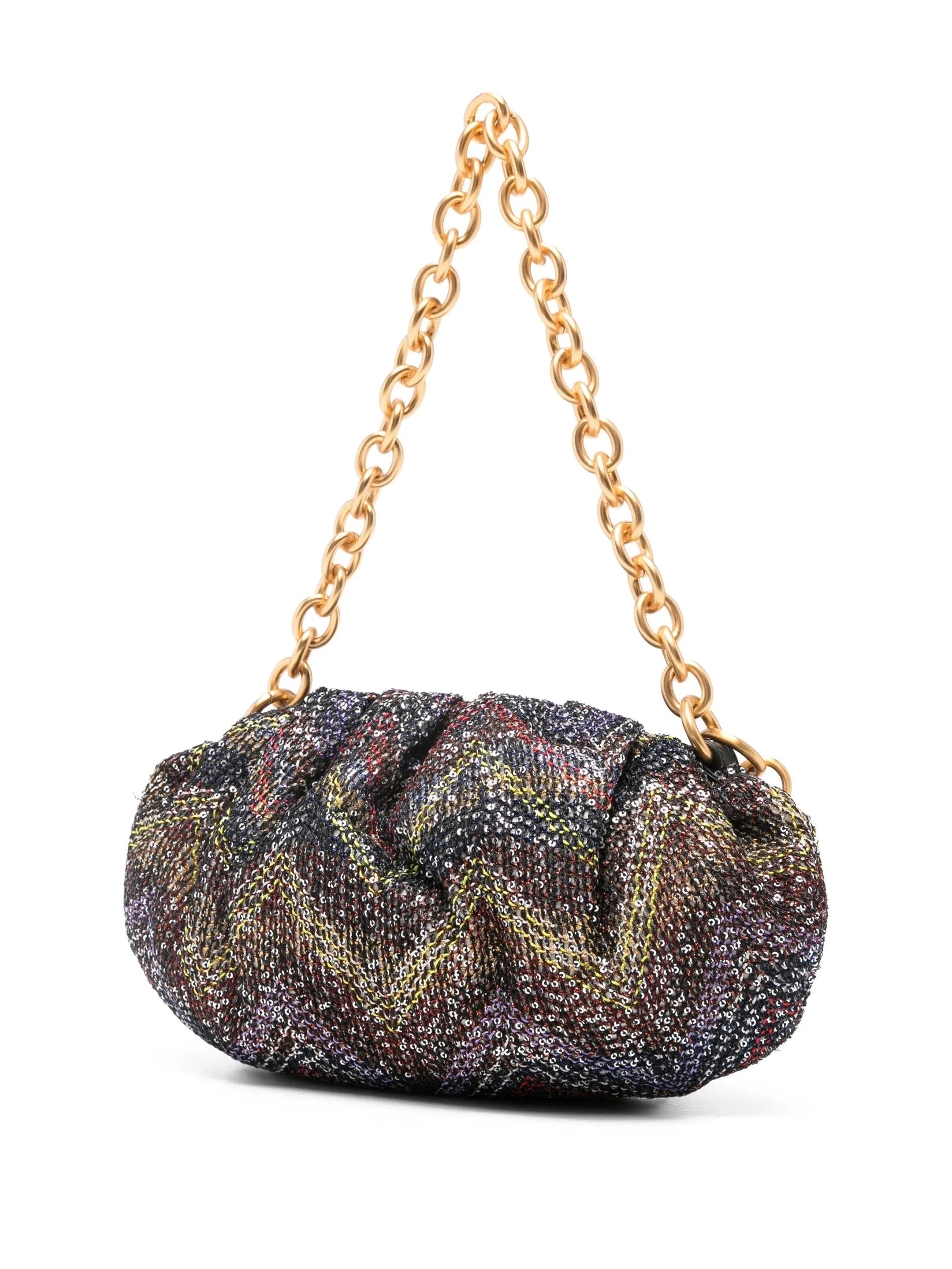 Zigzag-Pattern Shoulder Bag Pouch (Small Caperdoni Sequins)