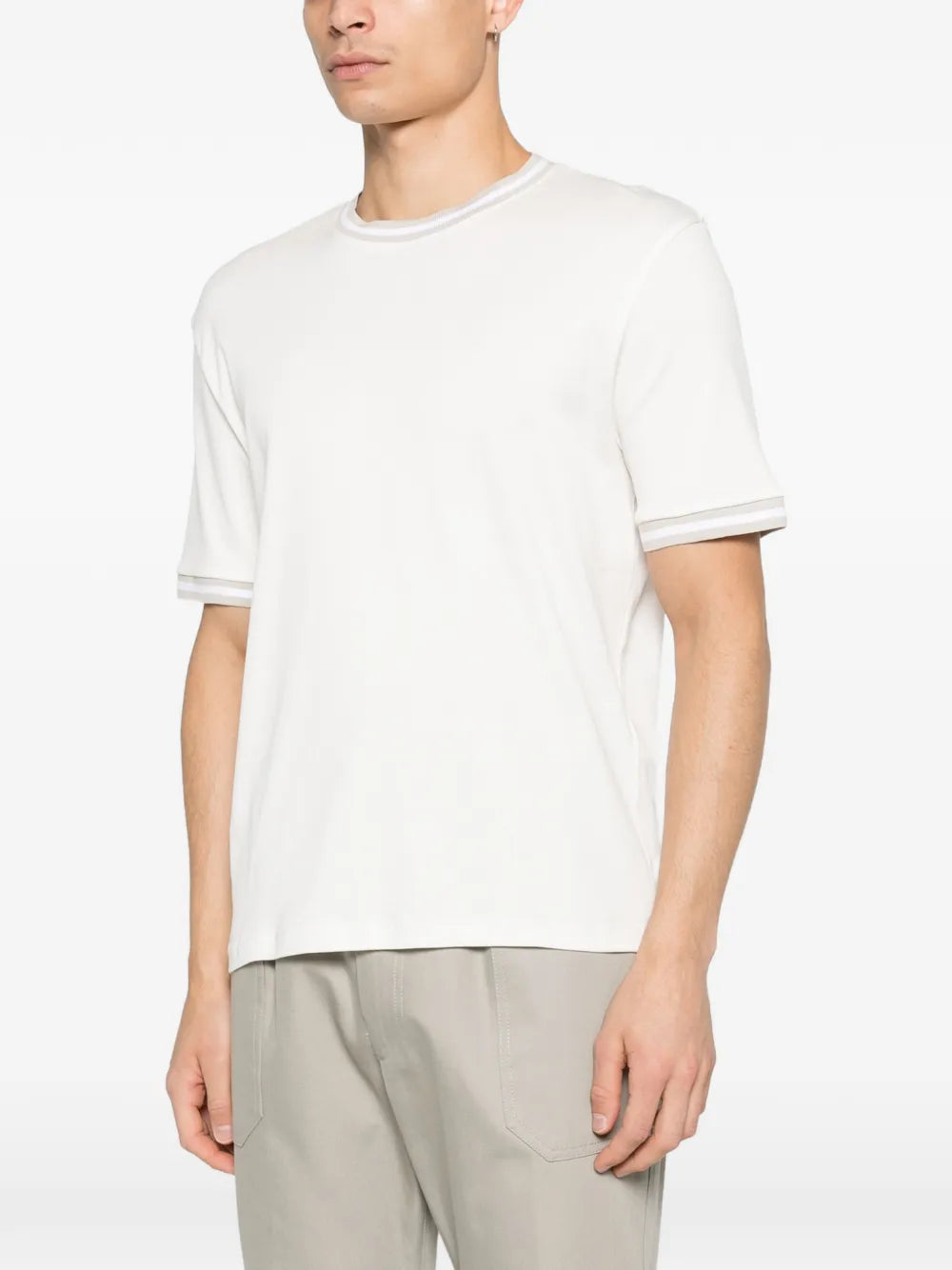 Ribbed-trim short sleeves t-shirt