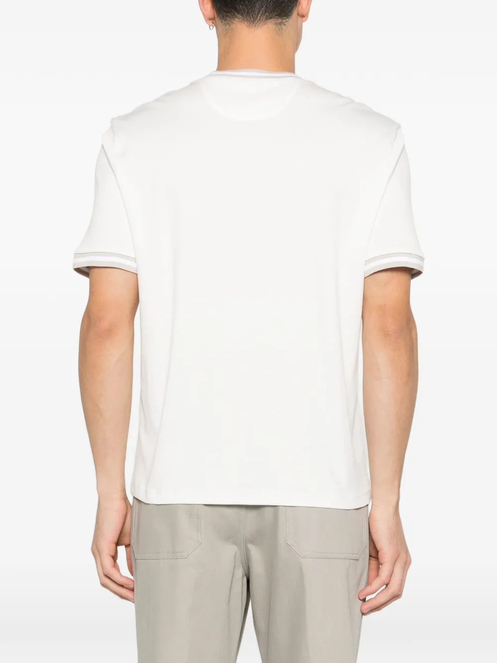 Ribbed-trim short sleeves t-shirt