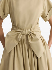 Knotted Organic Cotton Short-Sleeved Midi Dress