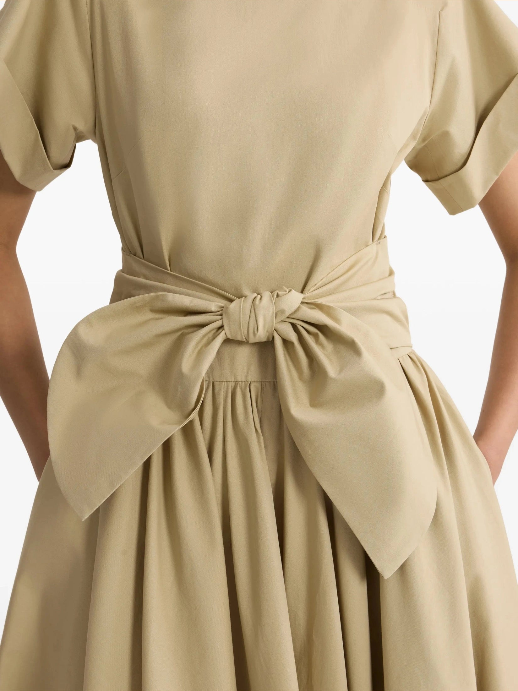 Knotted Organic Cotton Short-Sleeved Midi Dress