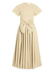 Knotted Organic Cotton Short-Sleeved Midi Dress