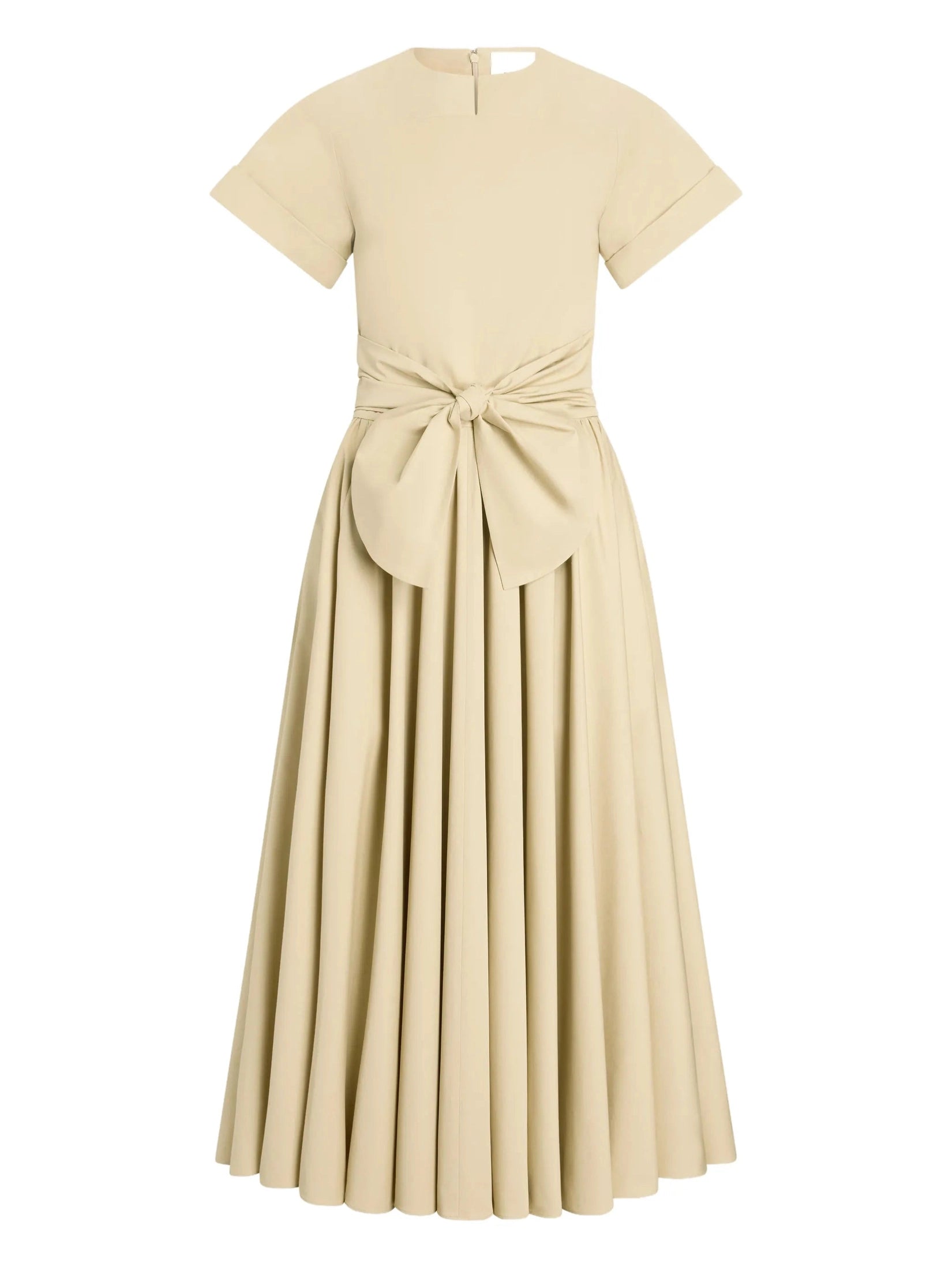 Knotted Organic Cotton Short-Sleeved Midi Dress