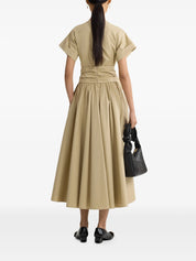 Knotted Organic Cotton Short-Sleeved Midi Dress