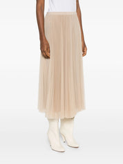 Pleated tulle wide skirt
