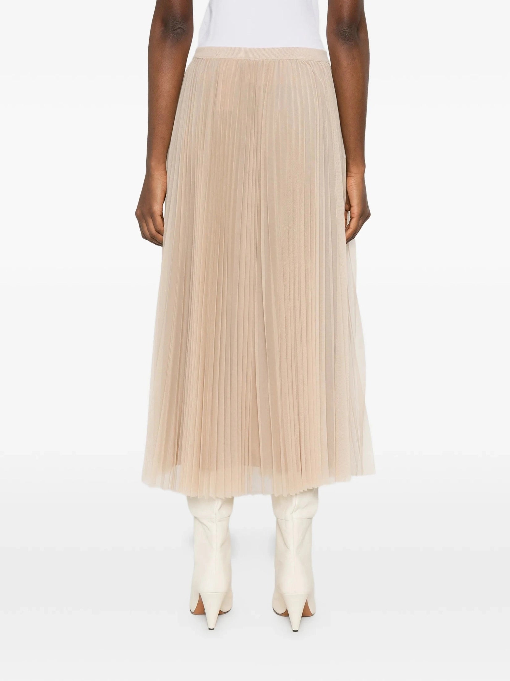Pleated tulle wide skirt