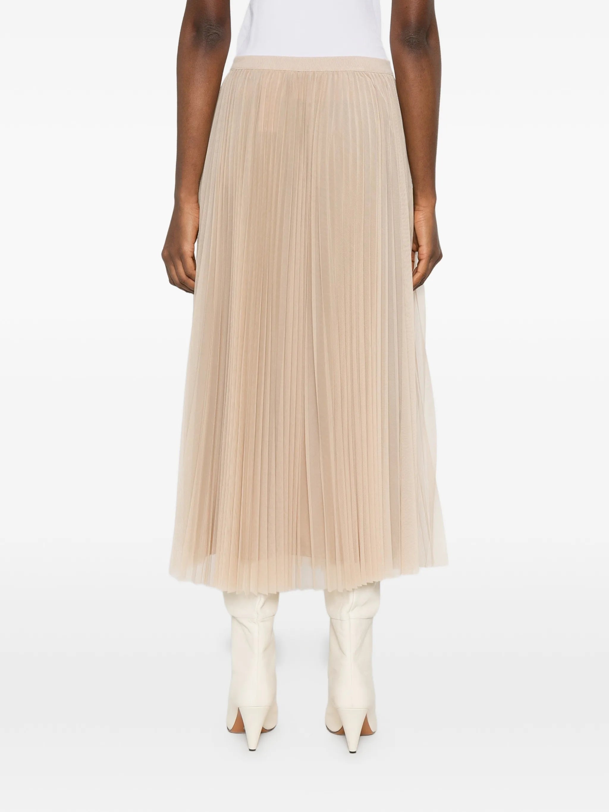Pleated tulle wide skirt