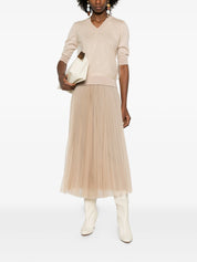 Pleated tulle wide skirt