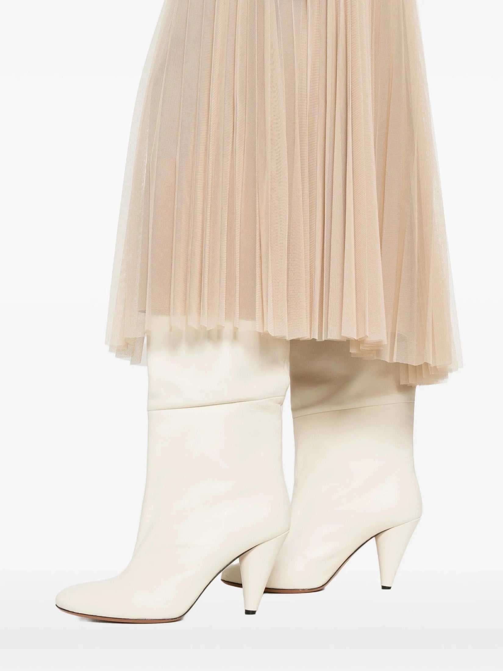 Pleated tulle wide skirt