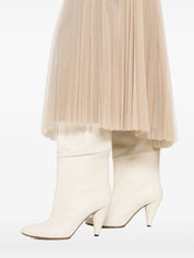 Pleated tulle wide skirt