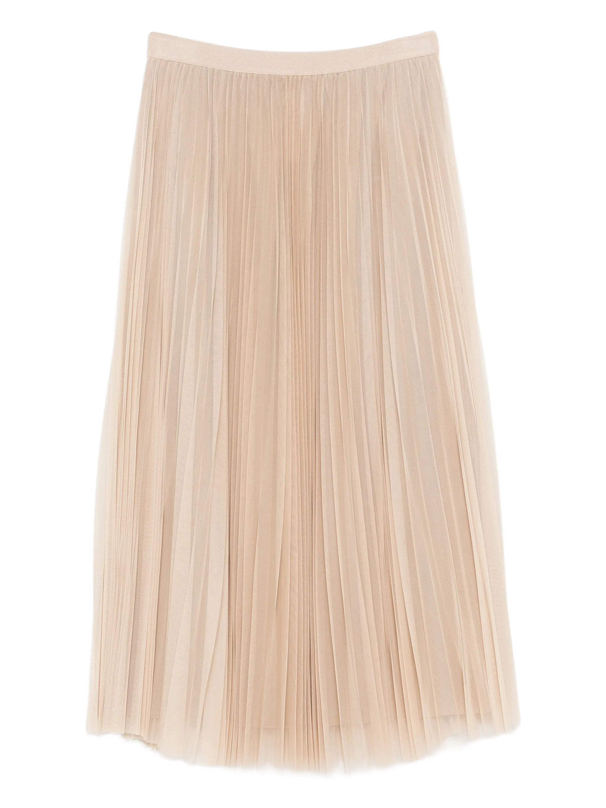 Pleated tulle wide skirt