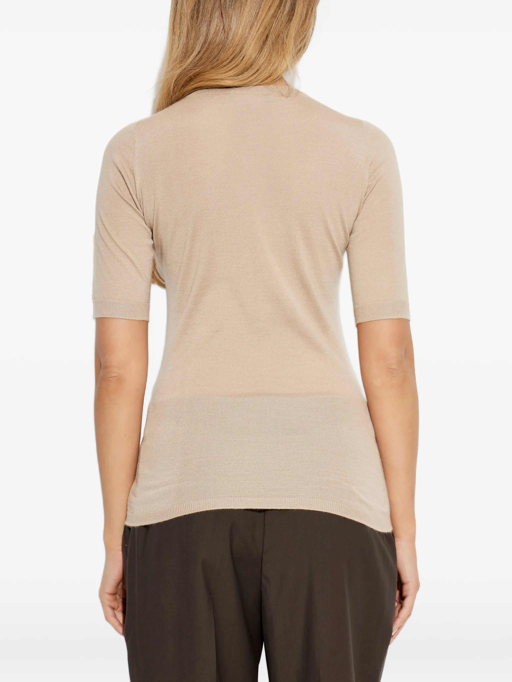 Cashmere silk short sleeve crewneck sweater