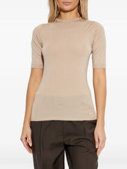 Cashmere silk short sleeve crewneck sweater