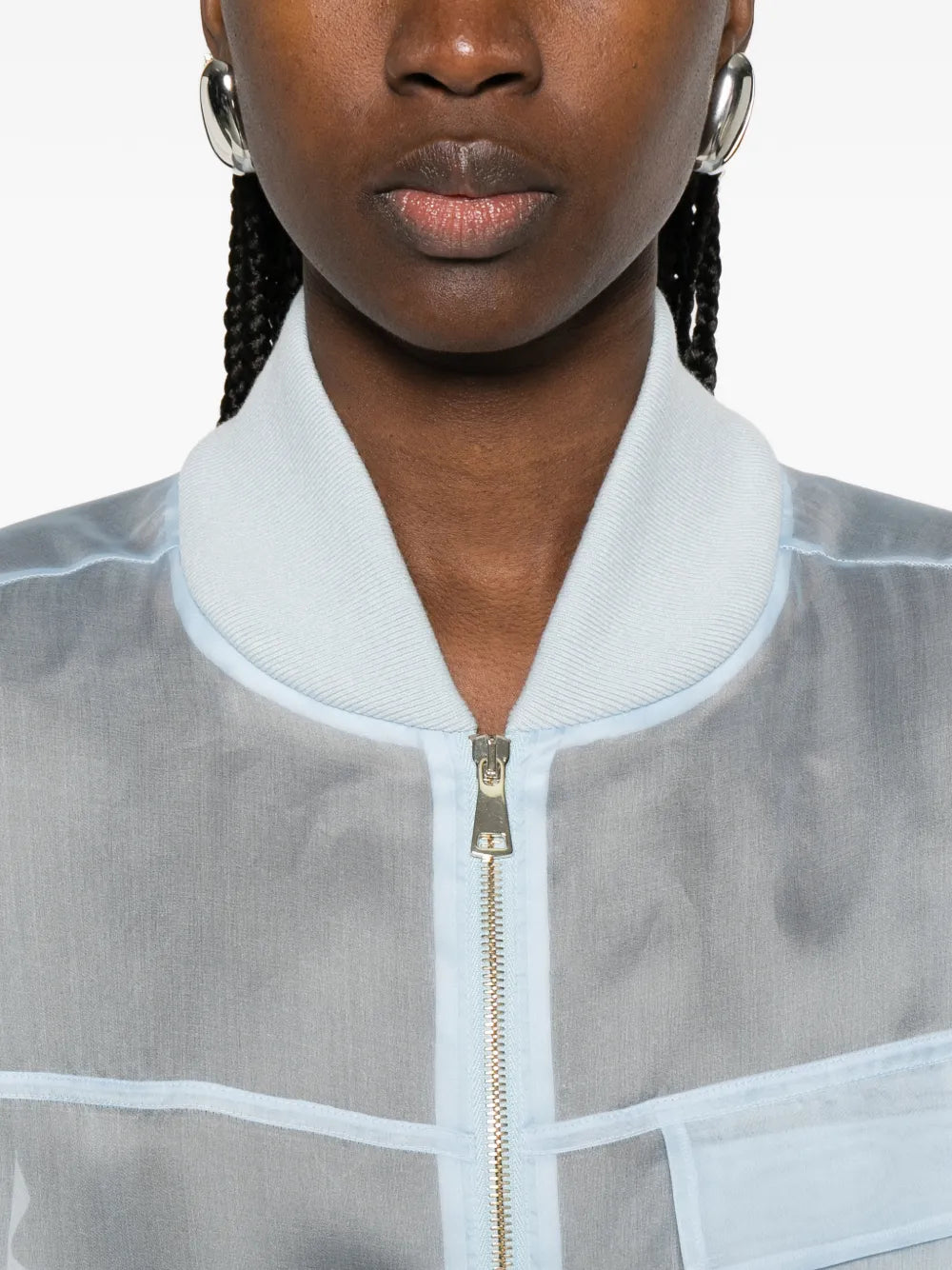 Organza bomber with patch pocket