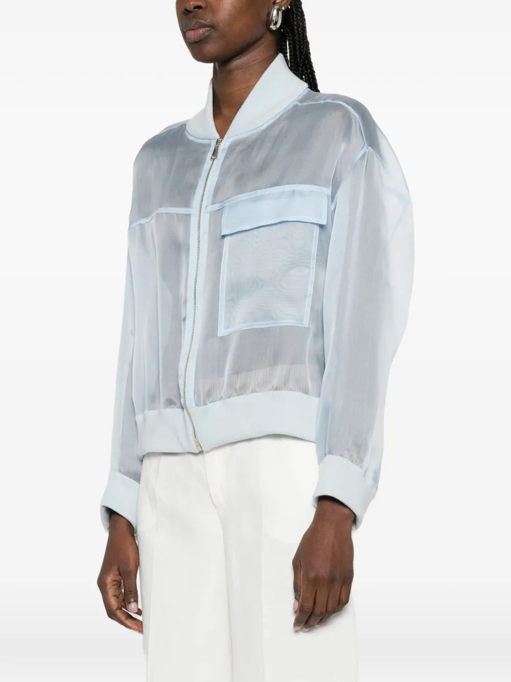 Organza bomber with patch pocket