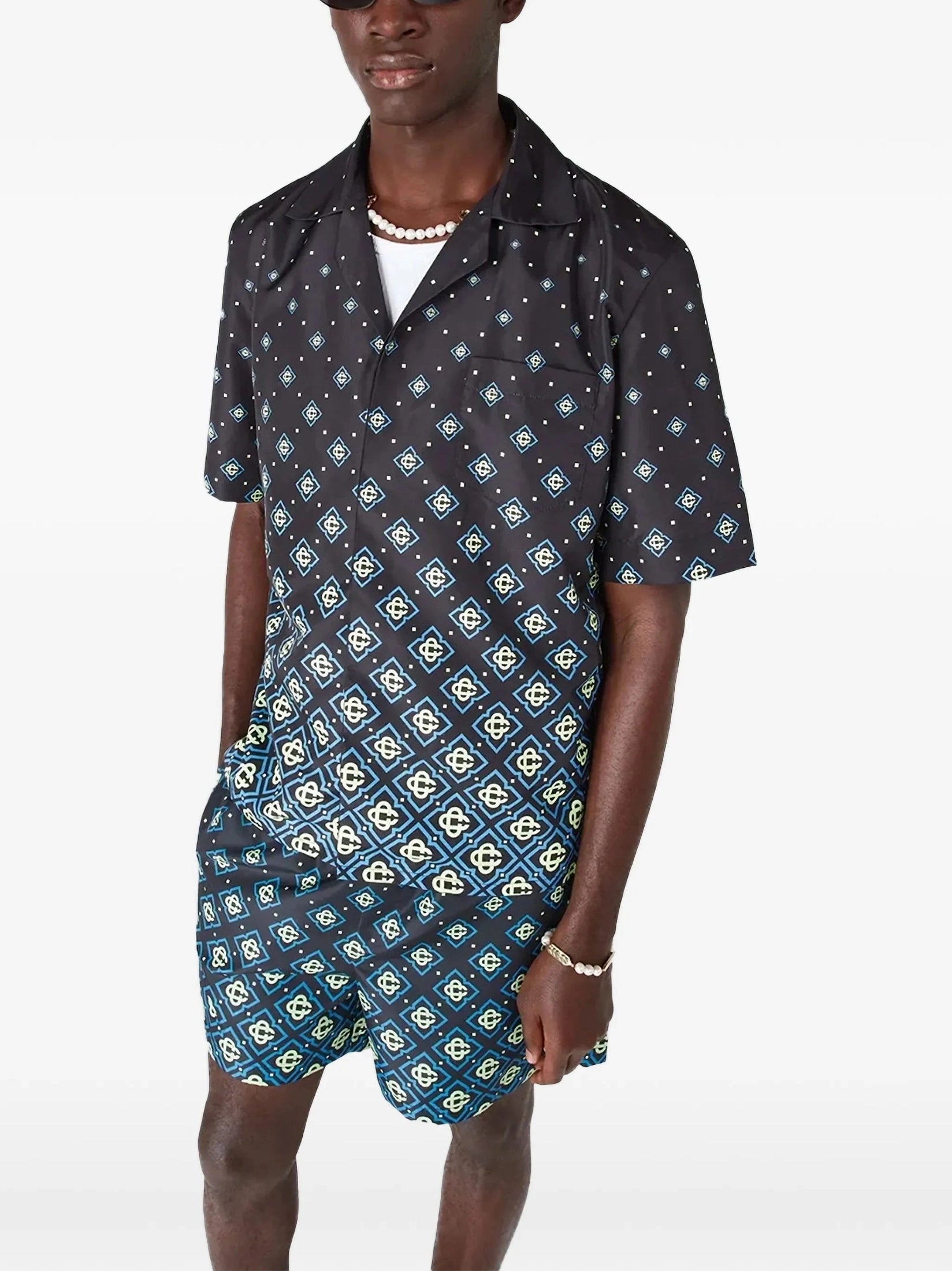 Degrade black monogram swim shirt