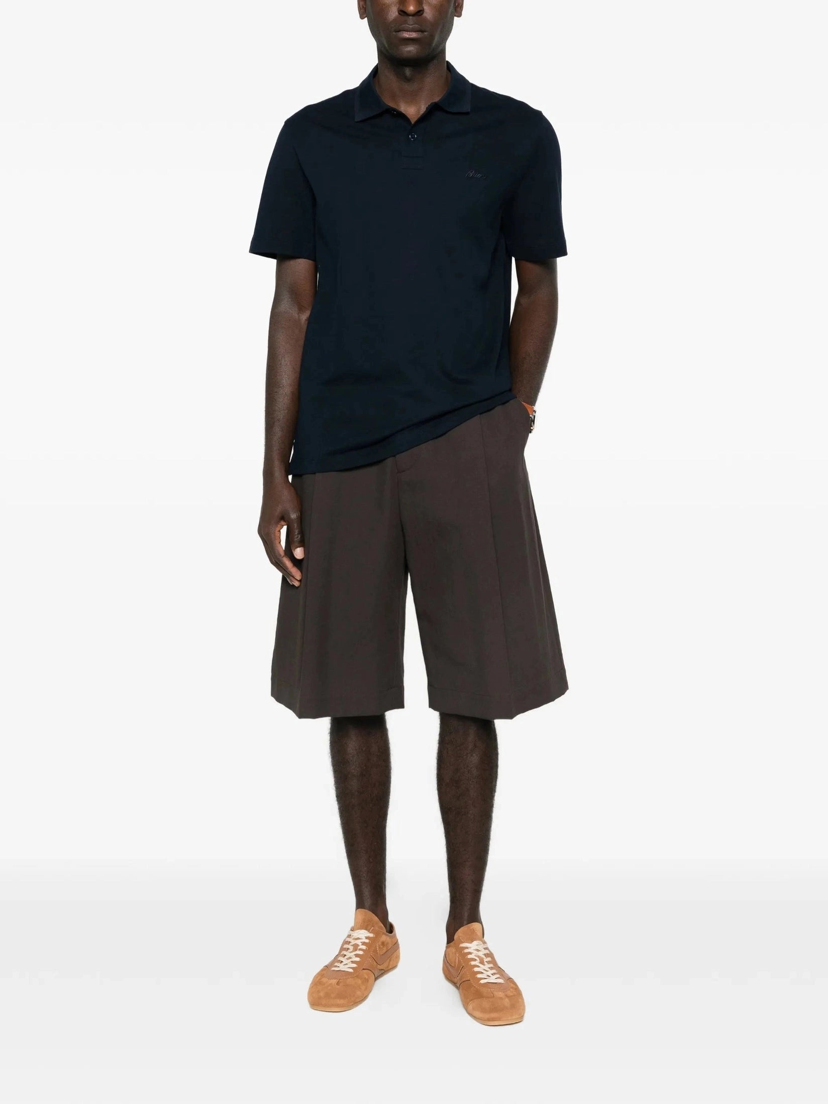 Buttoned Polo Shirt - Dark Navy Blue