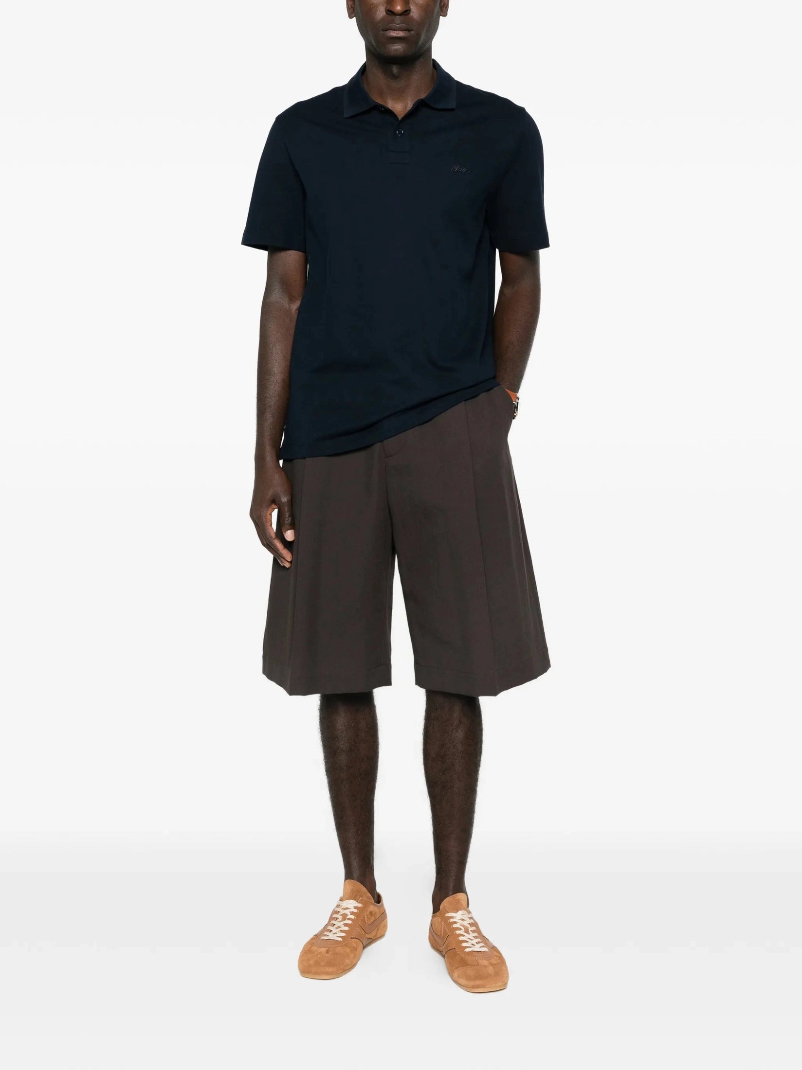 Buttoned Polo Shirt - Dark Navy Blue