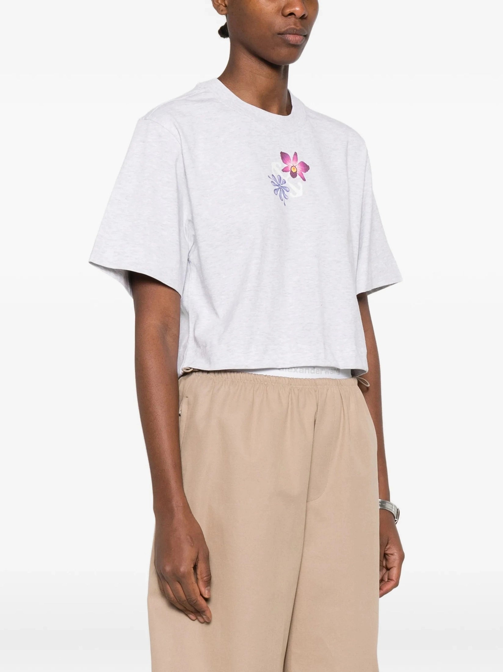 Mini arrow soft life crop tee gray melan
