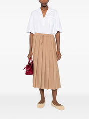 Tech wool pleated skirt with elastic waistband