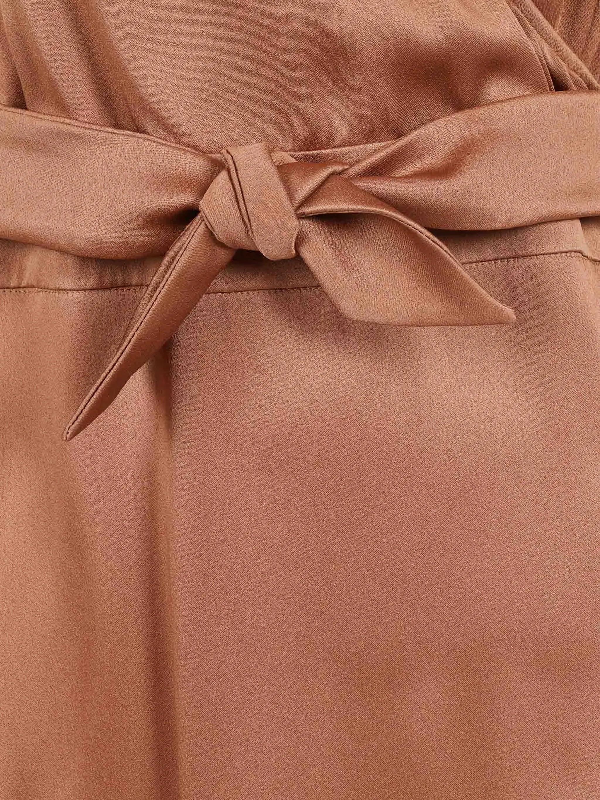 Shiny enver satin wrap long dress with filo diamante detail