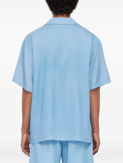 Light blue bowling short-sleeve lyocell shirt