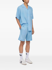 Light blue bowling short-sleeve lyocell shirt
