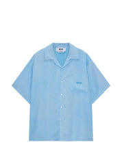 Light blue bowling short-sleeve lyocell shirt