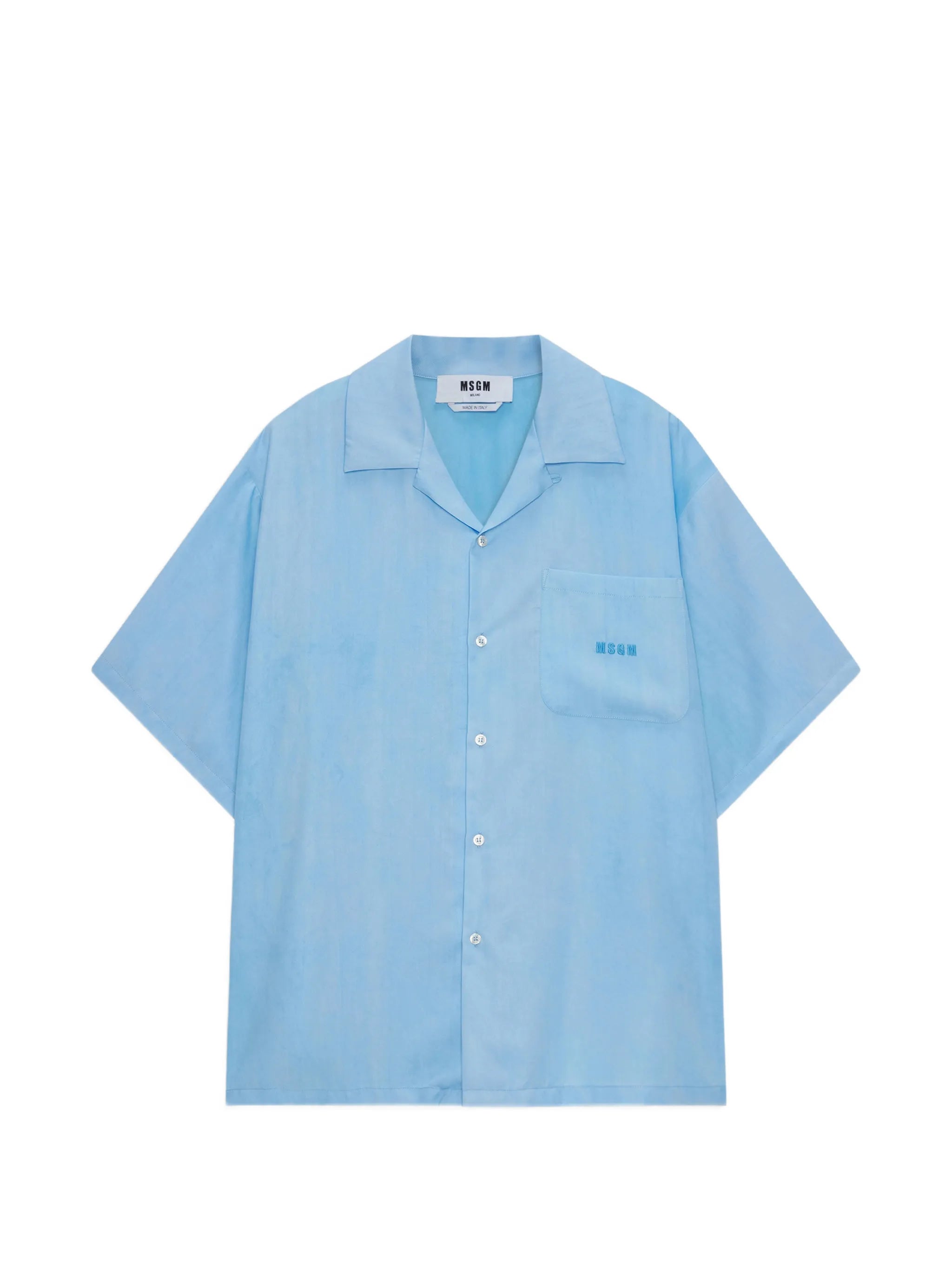 Light blue bowling short-sleeve lyocell shirt