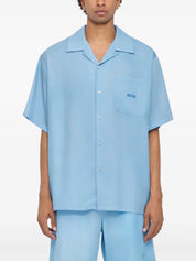 Light blue bowling short-sleeve lyocell shirt